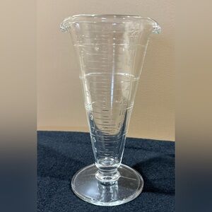 Rare ANTIQUE Double SPOUT Glass BEAKER Apothecary MEASURING Conical FOOTED